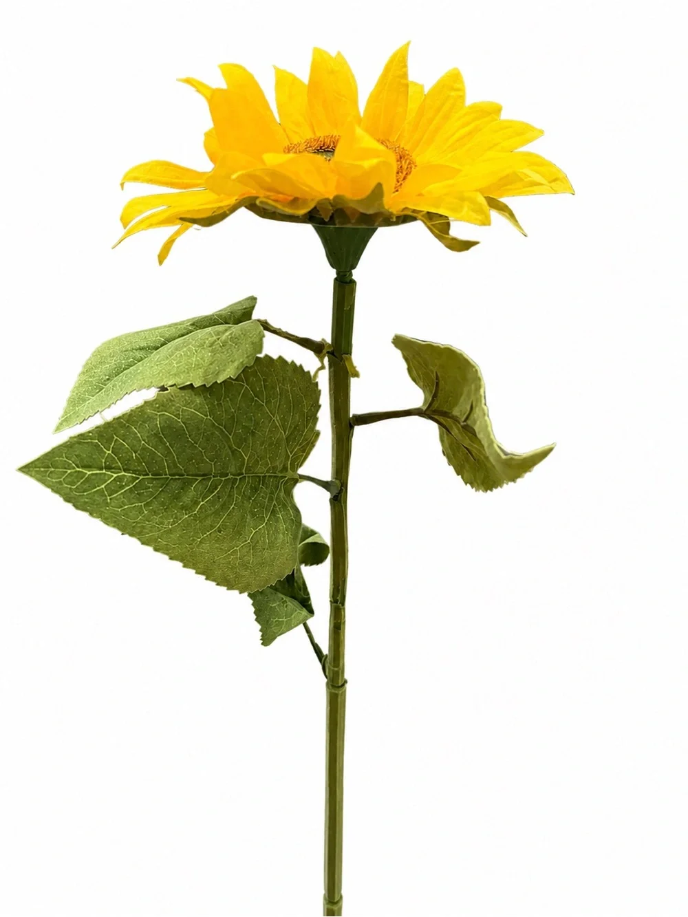 29” Artificial Sunflower Stem – Realistic Yellow Floral Spray with Fabric Leaves